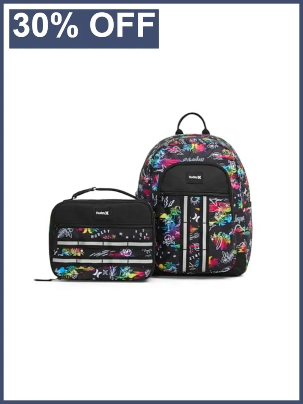 Hurley Kids School Backpack with Laptop Pocket, Water Resistant, Polyester